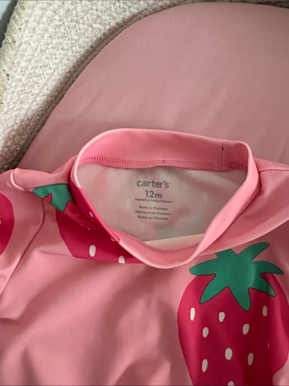 Carter's Pink Strawberry Ruffle Swim Rashguard Set - Picture 2 of 2